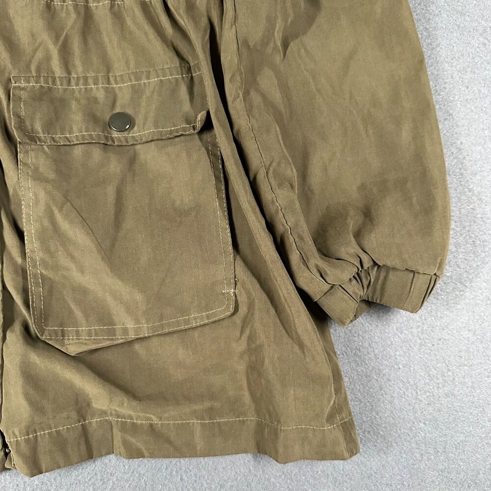 Iris Los Angeles Womens L Green Utility Militar Front Zip Button Jacket - Picture 5 of 13
